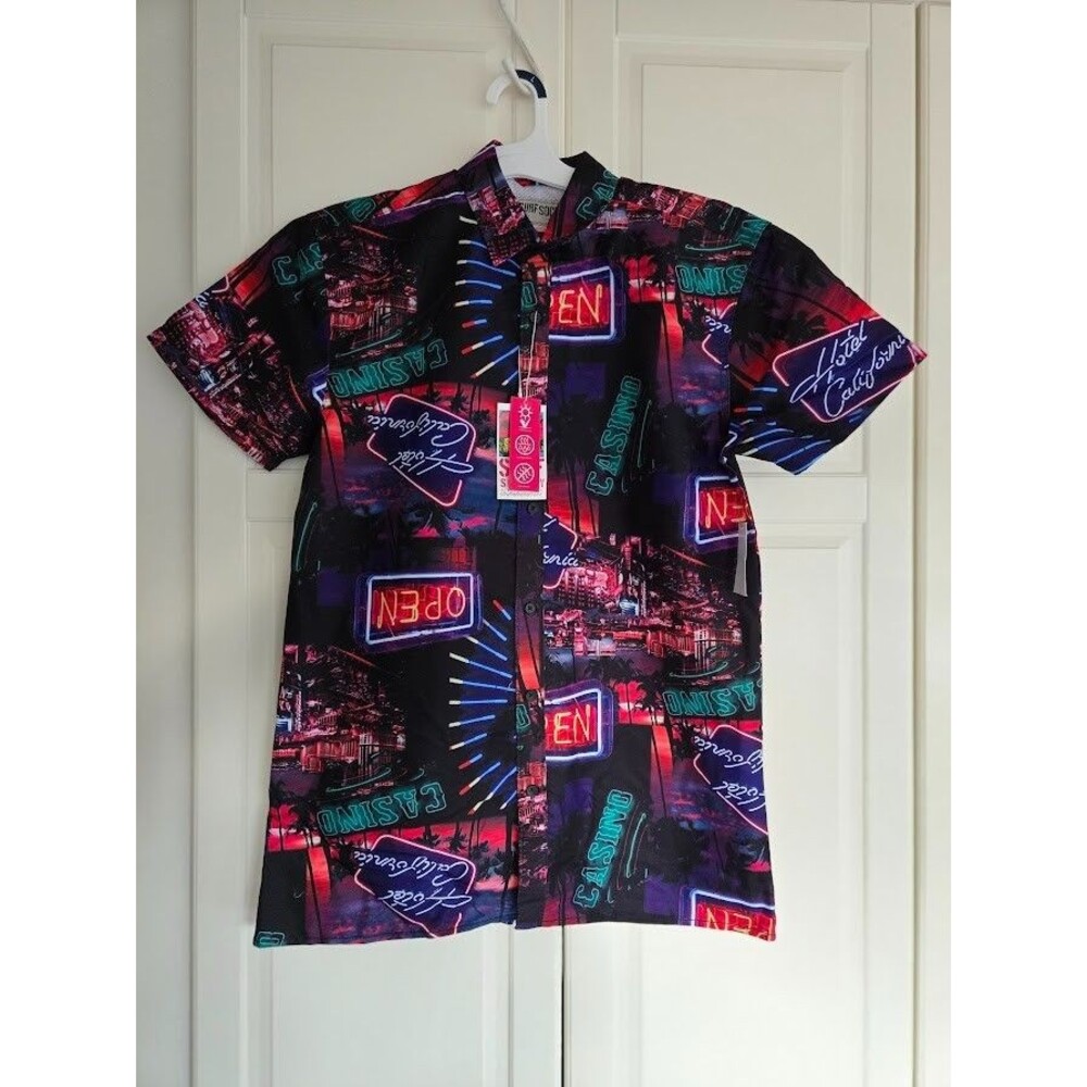 Surf Society Hotel California Button Down Hawaiian Style Shirt Mens MEDIUM - NEW
